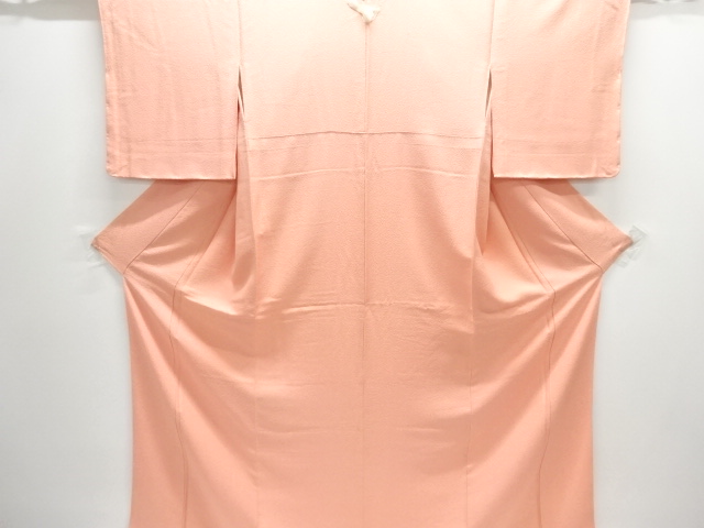 草木染のり散らし模様織出し一ツ紋色無地着物